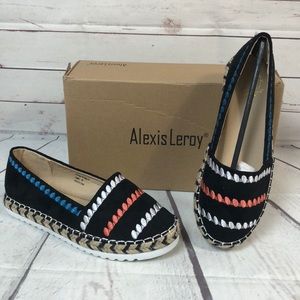 Black Embroidered Espadrille Flats Boho shoes 6